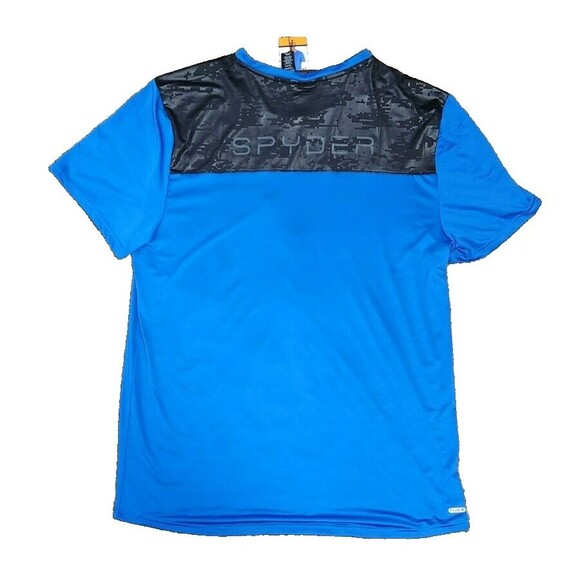 SPYDER Active Blue Black Short Sleeve Shirt Moisture Wicking Sz XXL, NWT - Picture 2 of 7